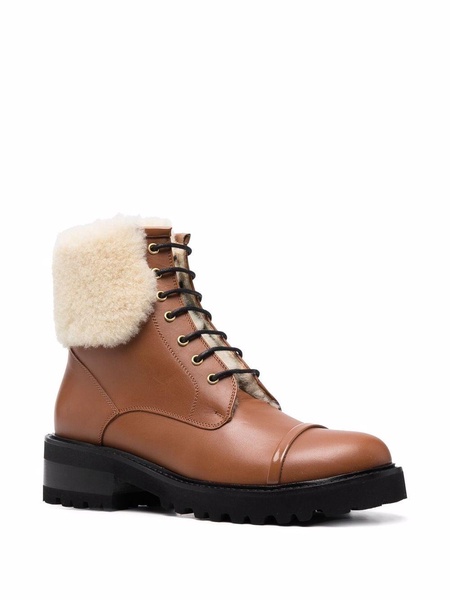 shearling-trim ankle boots