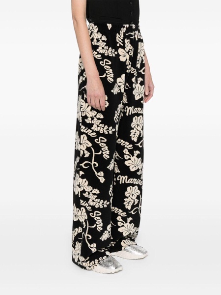 terry-cloth floral straight trousers