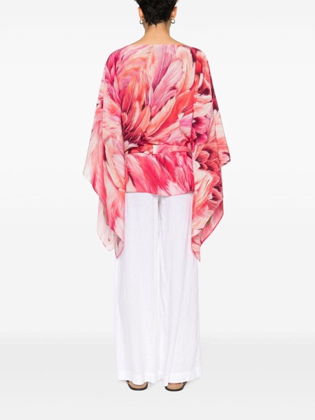 plumage-print short kaftan