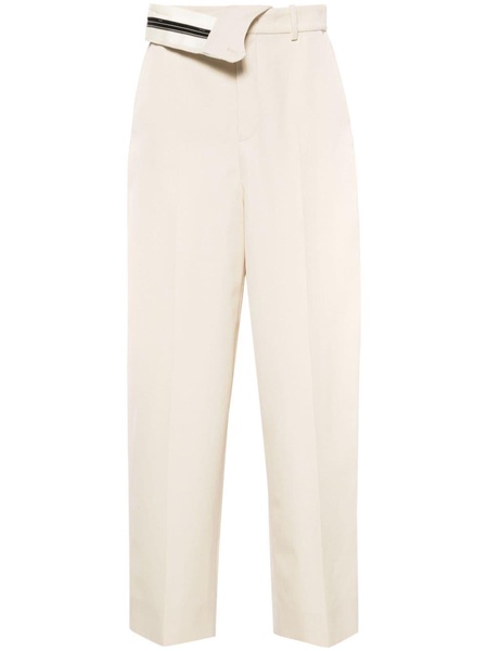 foldover waist gabardine trousers