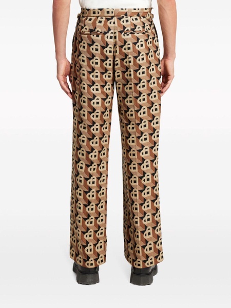 Heart jacquard straight-leg trousers