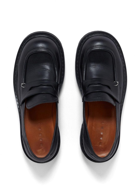 penny-slot leather loafers