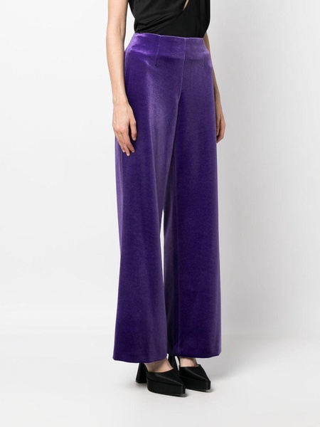 high-waisted velour flared trousers 