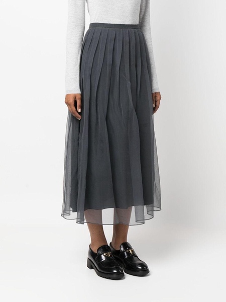 pleated chiffon midi skirt