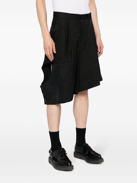 cut-out asymmetric checked shorts