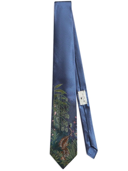 botanical print silk tie