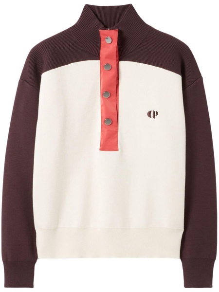 Logo-embroidered funnel-neck woven jumper