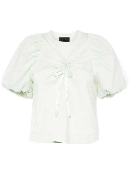 ruched puff-sleeve blouse