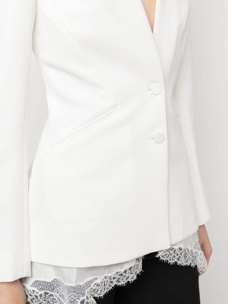 lace-hem collarless blazer