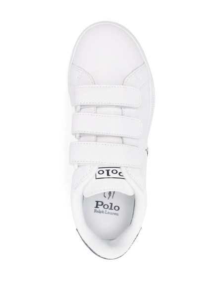 logo-embroidered leather sneakers