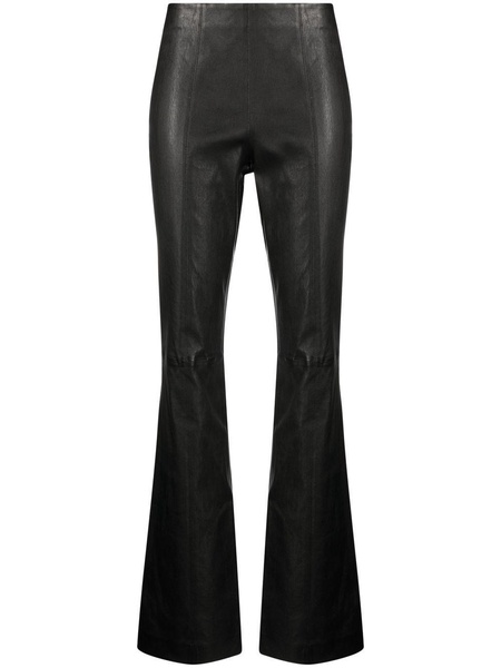 mid-rise flared leather trousers