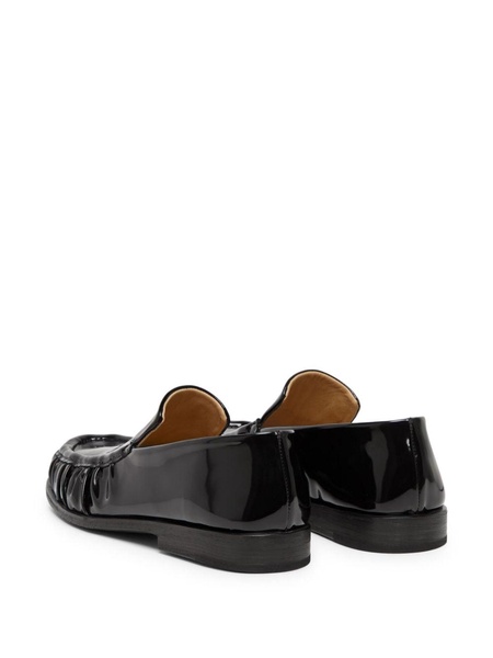 round-toe patent-leather loafers