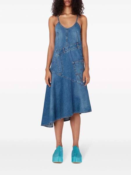 asymmetric cotton denim dress