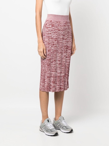 distressed-effect pleated skirt