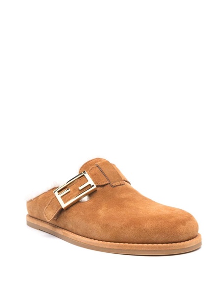 Brown Fendi Feel Suede Slippers