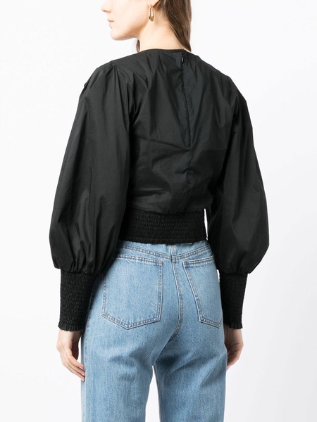 balloon-sleeves cropped blouse