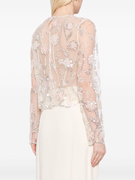 sequinned sheer mesh blouse