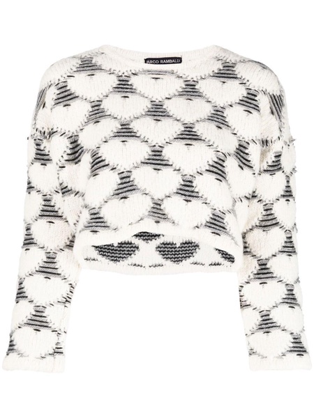 jacquard-knit heart cropped jumper