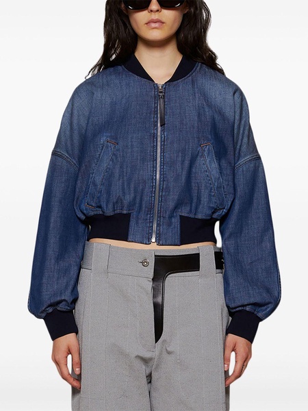 washed denim bomber jacket