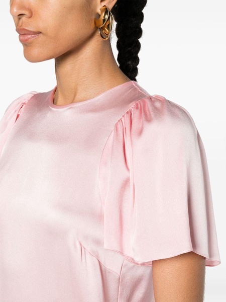 flutter-sleeve silk blouse