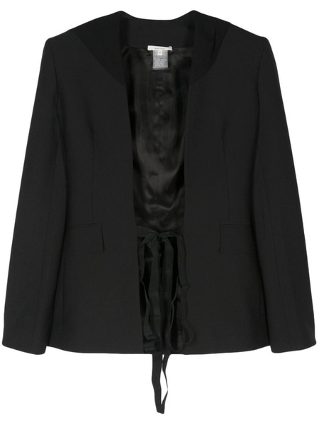 tie-fastening hooded blazer