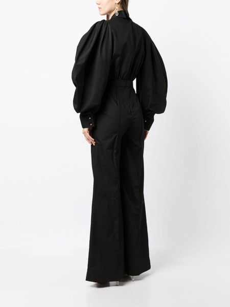 oversized-eyelet flared jumpsuit