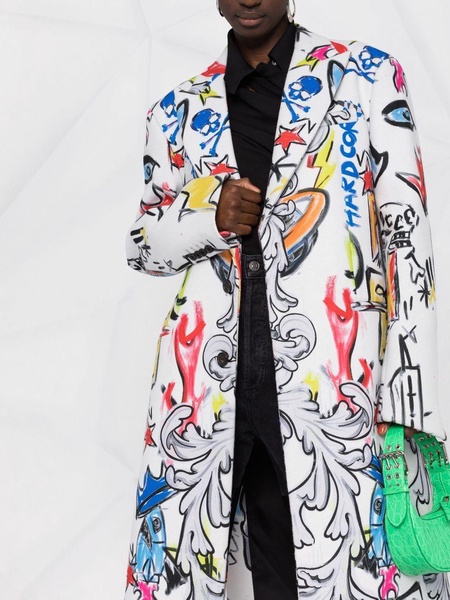 Agnelli graffiti-print single-breasted coat