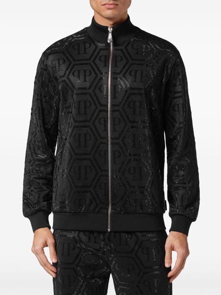 monogram-pattern zip-up tracksuit set