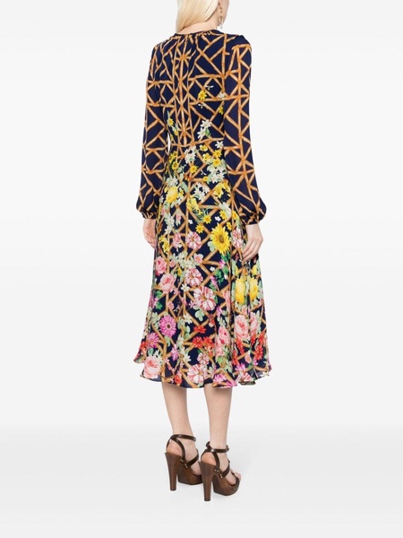 Garland lattice-print georgette dress