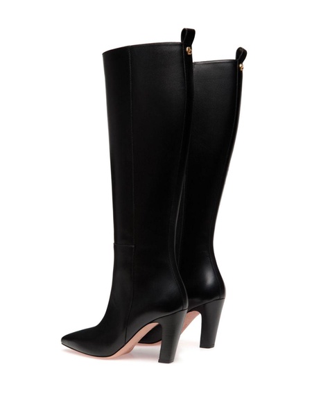 logo-plaque heeled knee-high boots