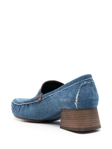 block-heel denim loafers