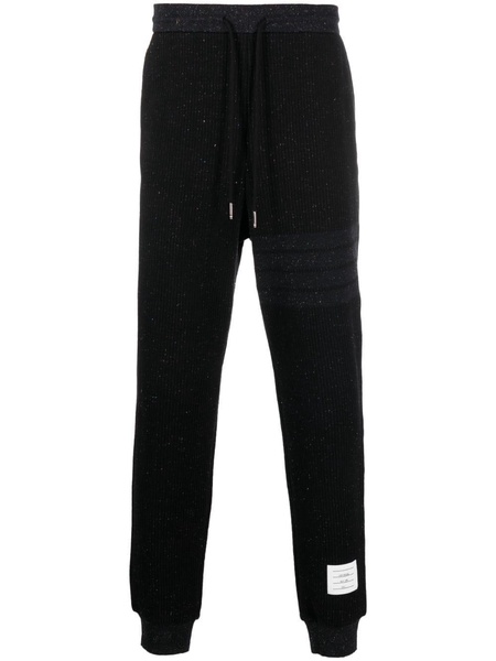 flecked knitted track pants