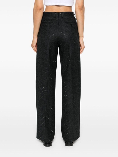 herringbone rhinestone-embellished straight trousers