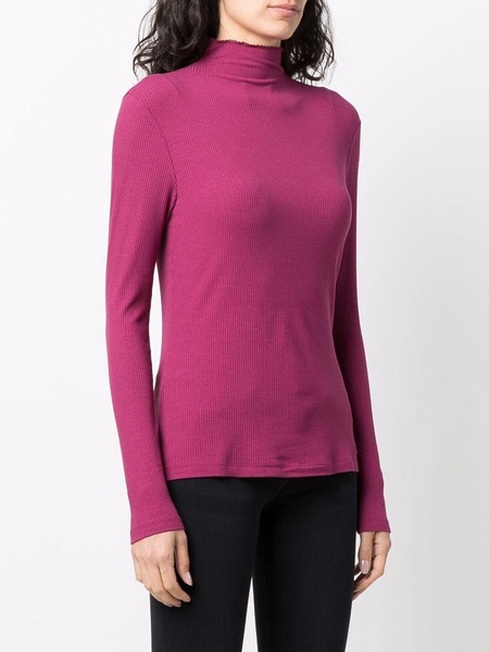 long-sleeved ribbed-knit top