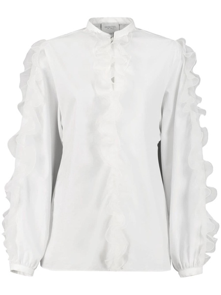 ruffled cotton-blend shirt