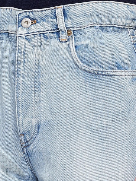 high-waisted straight-leg jeans