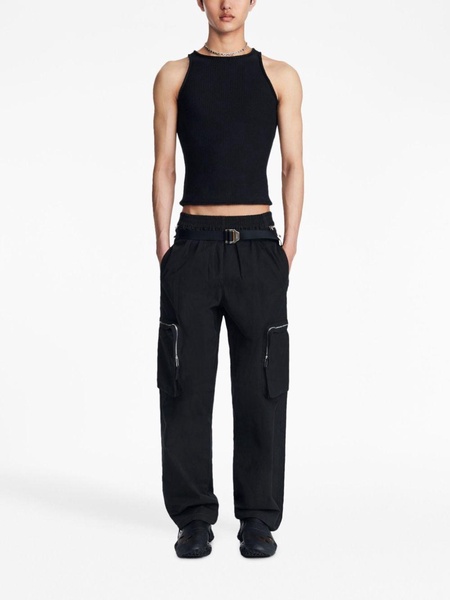 Blouson belted-waist trousers