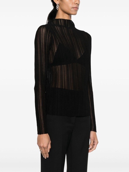 Amy ribbed-knit sheer top