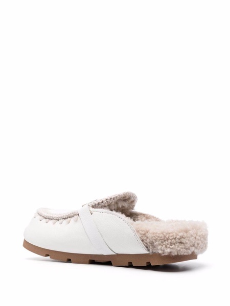 logo-lettering shearling slippers