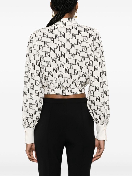 logo-print georgette blouse