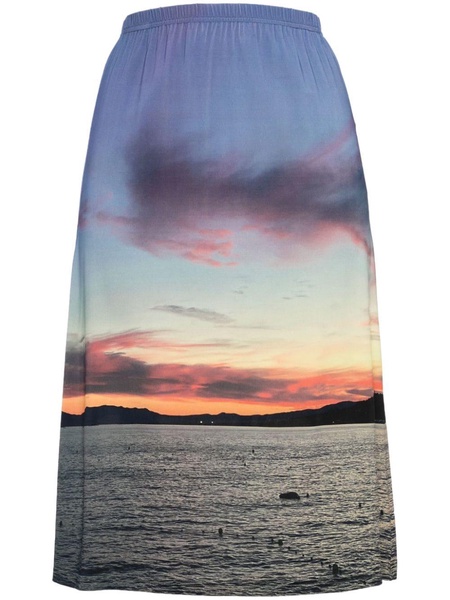 Sharon Sunset-print midi skirt