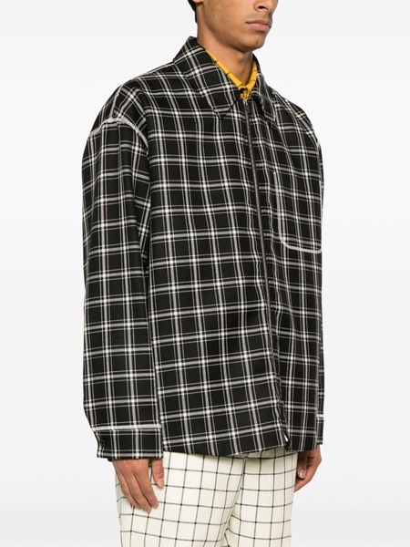 plaid-pattern virgin-wool shirt jacket