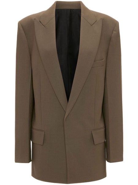 peak-lapel twill blazer