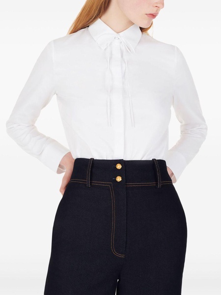 thin bow cotton shirt