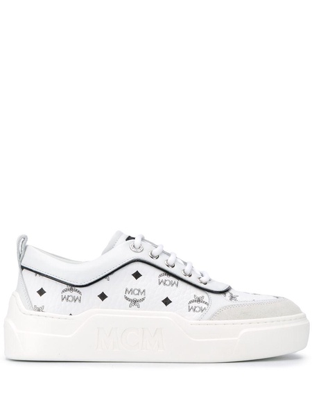 logo-print leather sneakers