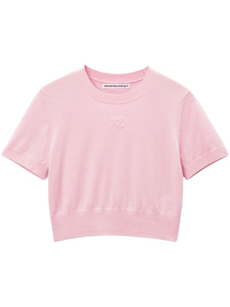 logo-embossed knitted T-shirt