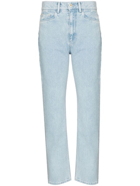 high-waisted straight-leg jeans