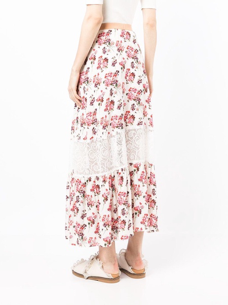 maxi floral-lace skirt