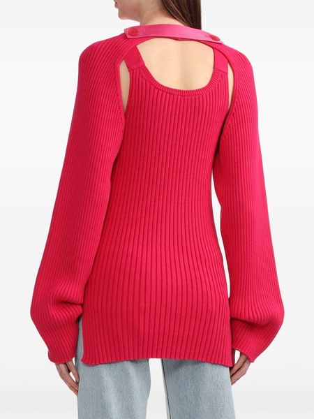 cut-out ribbed-knit jumper