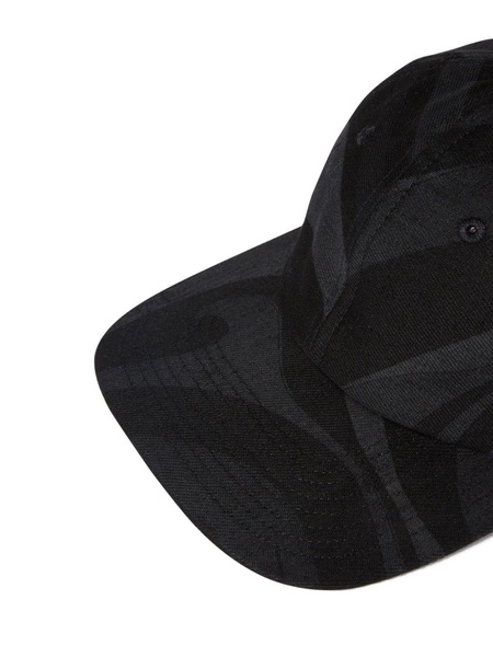 abstract-pattern denim baseball cap